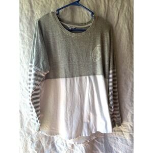 Crown & Ivy Womens Large Striped Top Game Day Football Long Sleeve Shirt